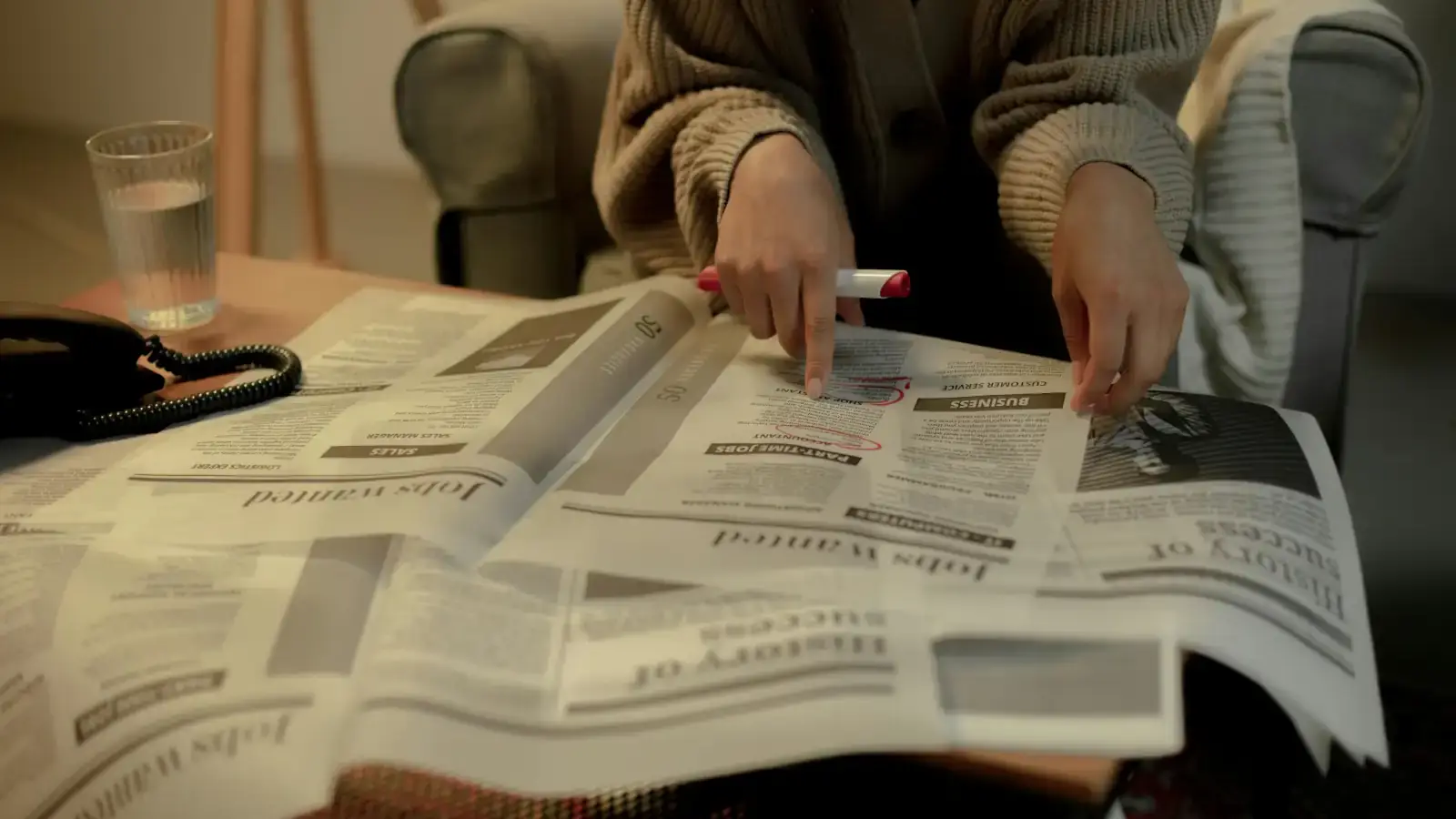 Image of someone looking at jobs in a newspaper Image of someone looking at jobs in a newspaper